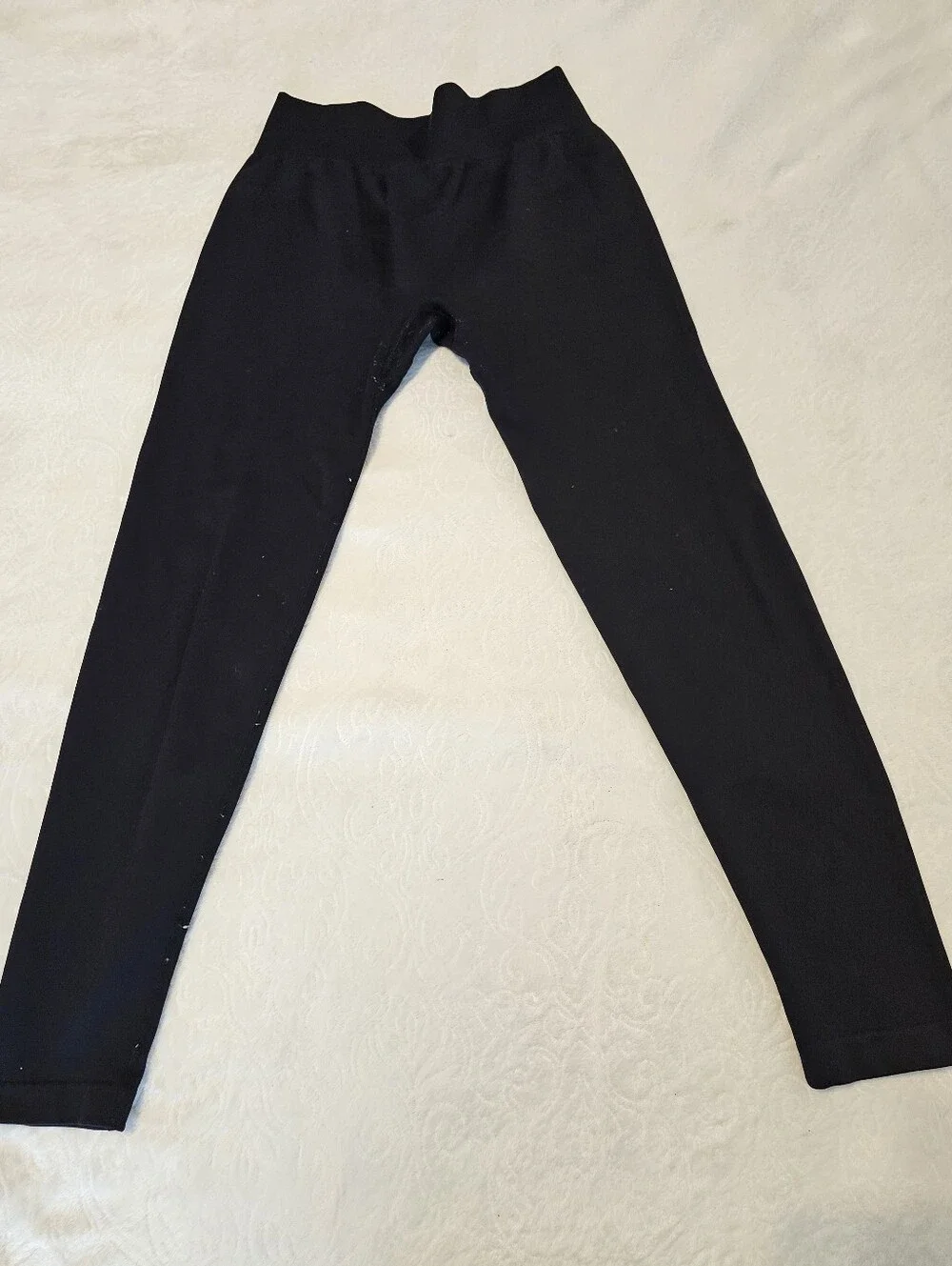 OQQ Womens Seamless Ribbed Workout Bottoms Size L Black Gym Athleisure Yoga Euc